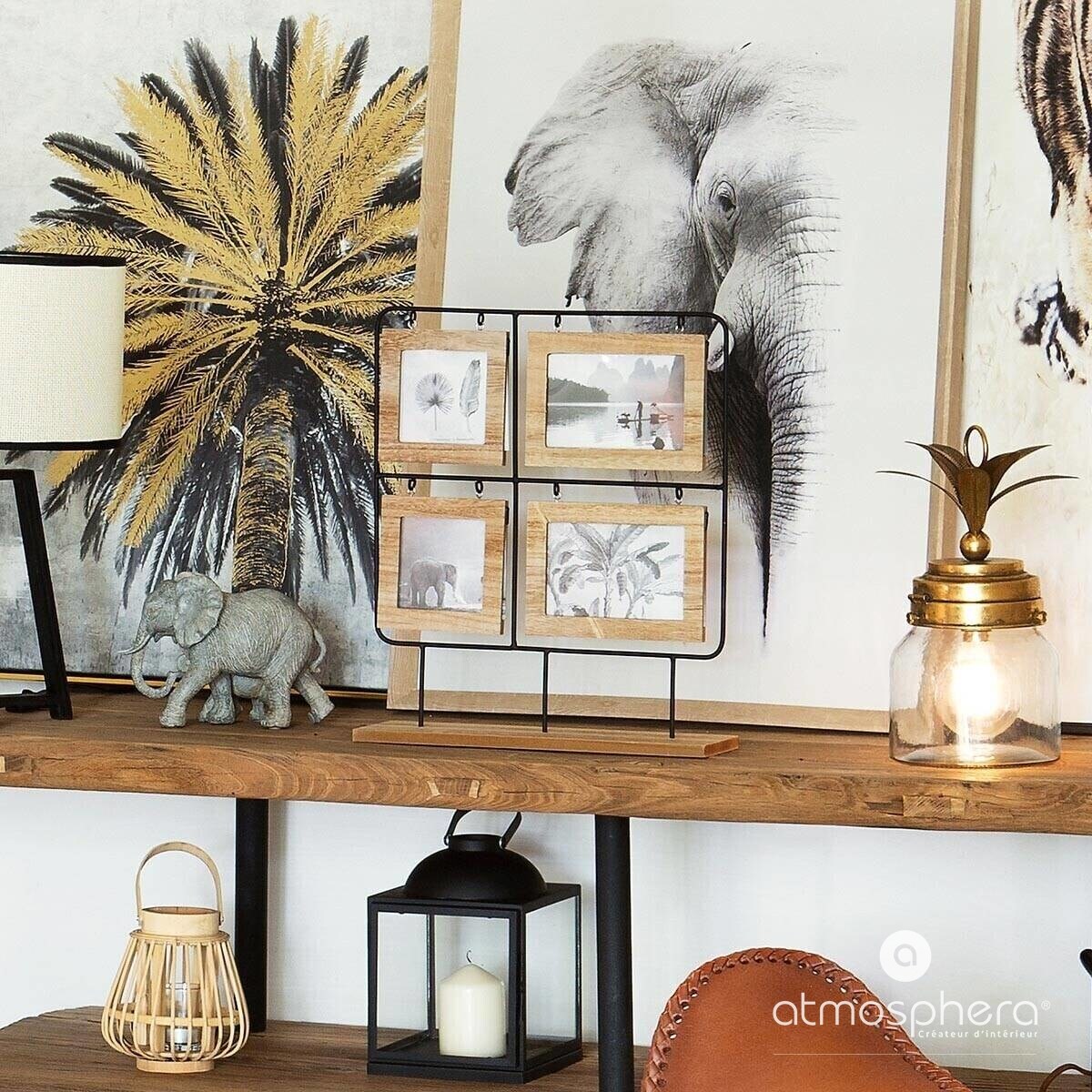 Drewniana ramka na 4 zdjęcia, stojąca ramka - mini galeria 42 x 36 cm