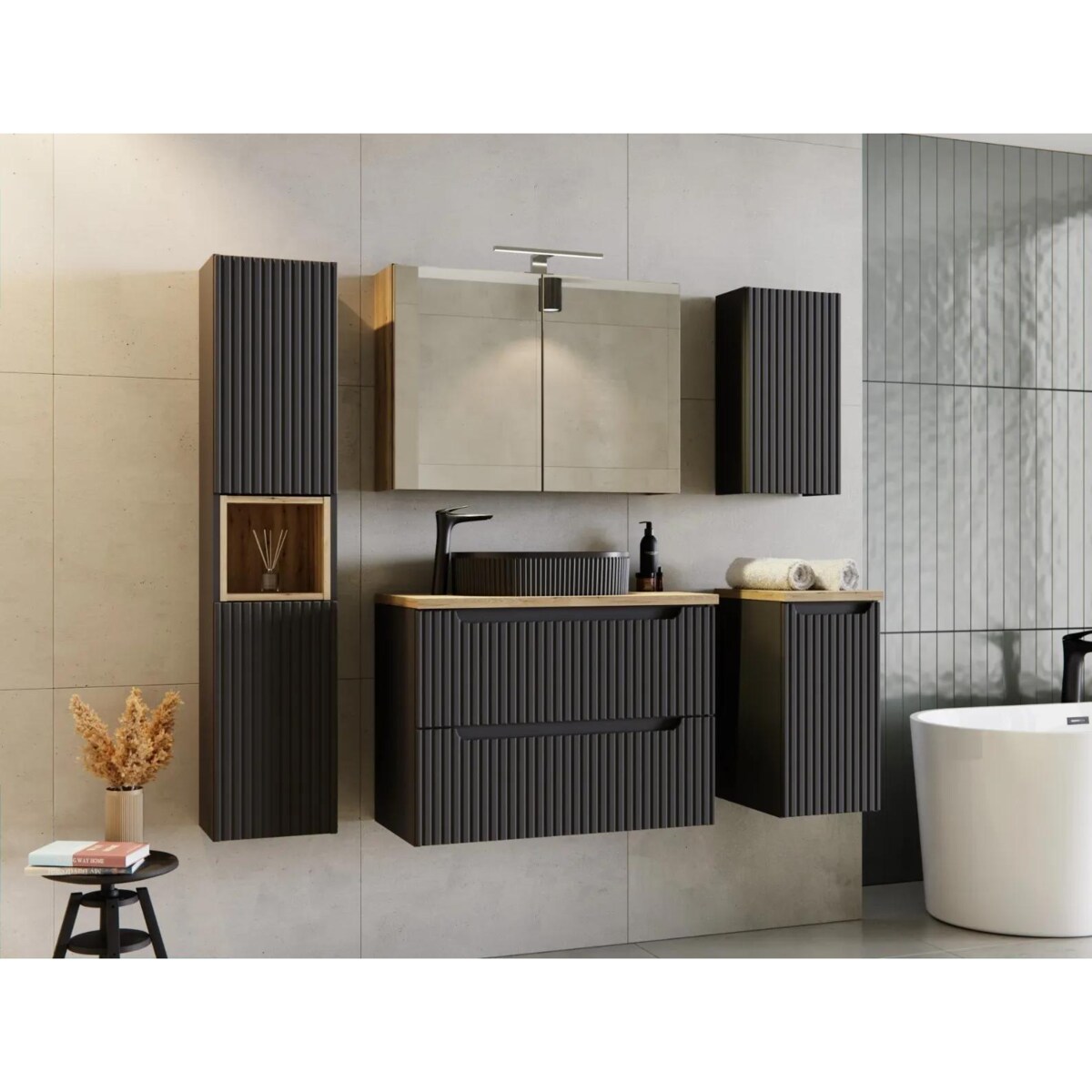 Szafka łazienkowa NOVA BLACK D2 81-30-1D 30cm czarna