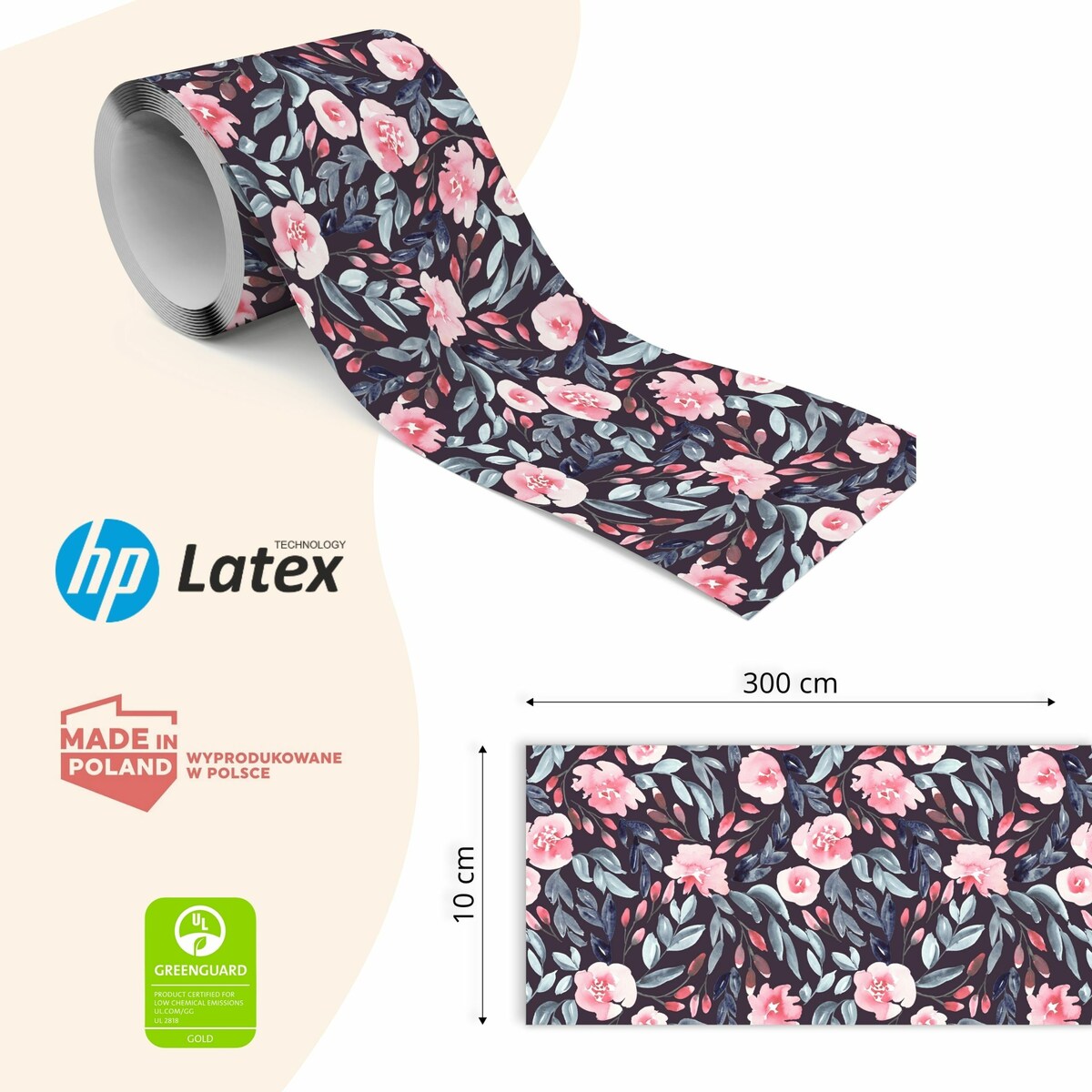 Pasek Dekoracyjny Do Tapet Pastelowe KWIATY Akwarele Abstrakcja Rośliny