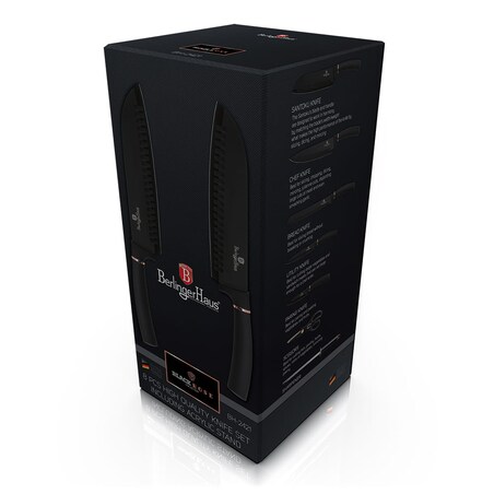 Zestaw 5 noży z akcesoriami na stojaku obrotowym Berlinger Haus BH-2421 Black Rose