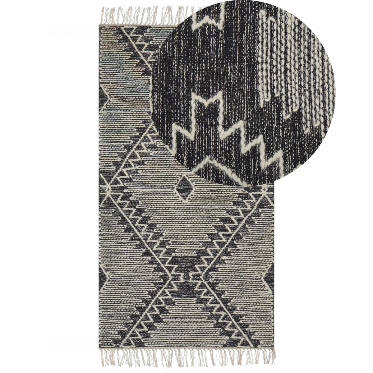 Dywan bawełniany 80 x 150 cm biało-czarny ARBAA