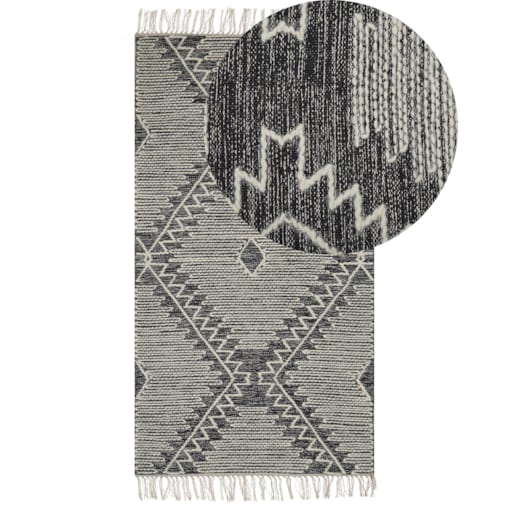 Dywan bawełniany 80 x 150 cm biało-czarny ARBAA