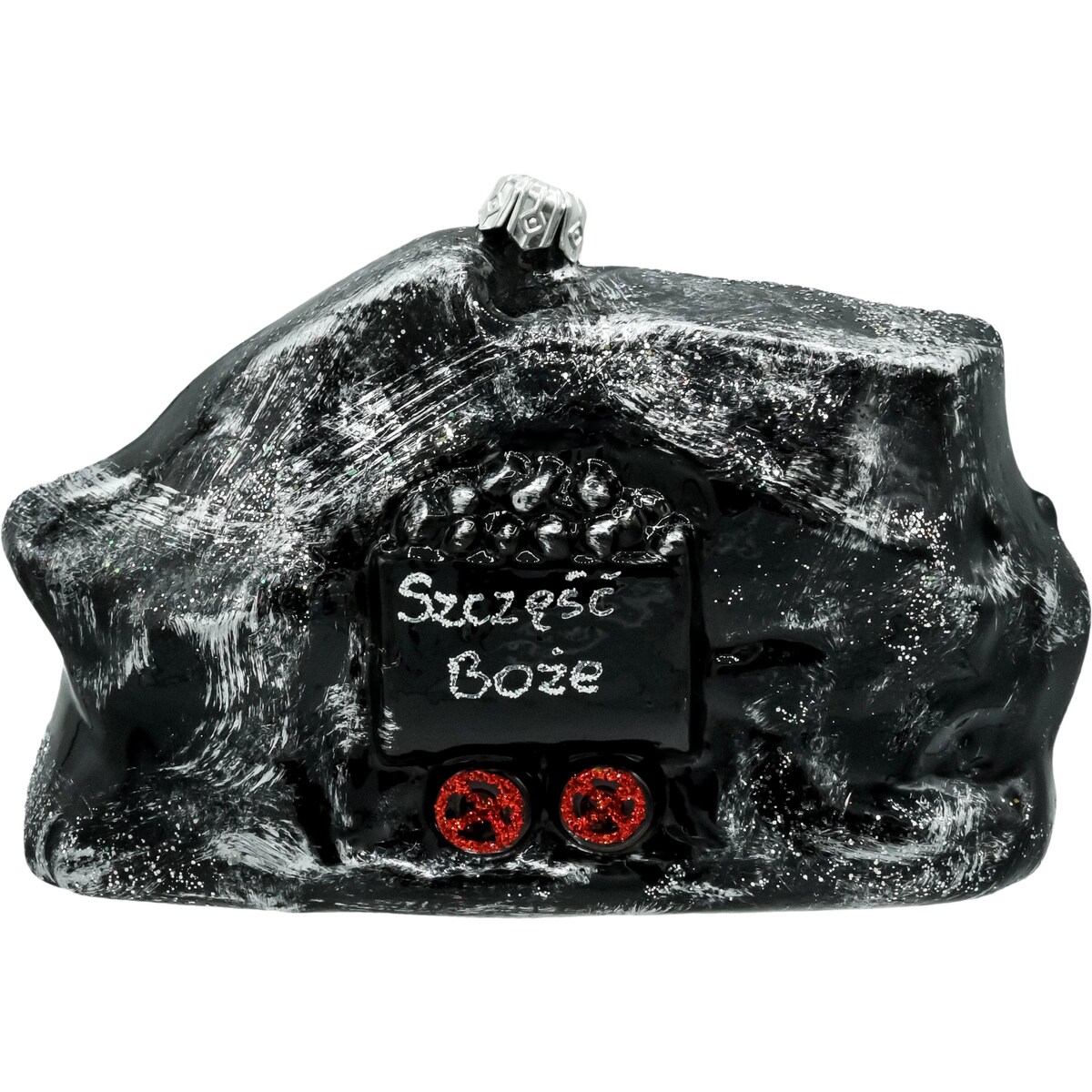 Bombka choinkowa: Bryła węgla z wózkiem - Szczęść Boże