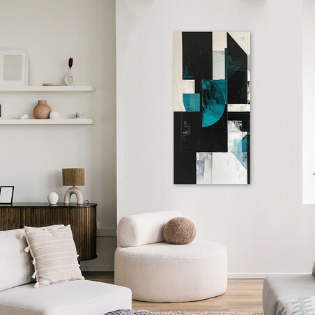 Obraz do salonu biura kuchni, Geometryczne kształty turkusowy czarny