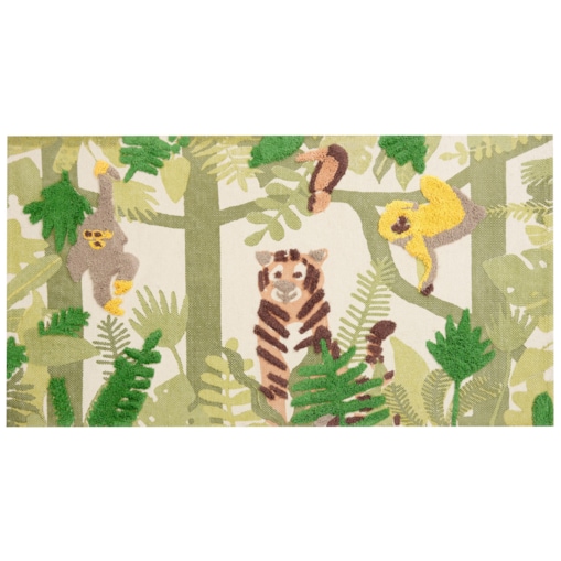 Dywan dziecięcy bawełniany motyw dżungli 80 x 150 cm wielokolorowy JANHTO