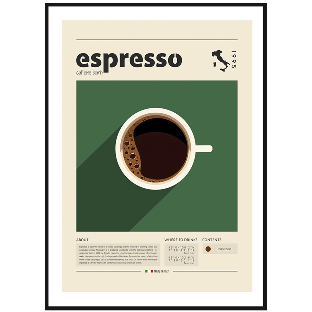 Poster Story, Plakat, Obraz - Kubek Espresso, wymiary 50 x 70 cm