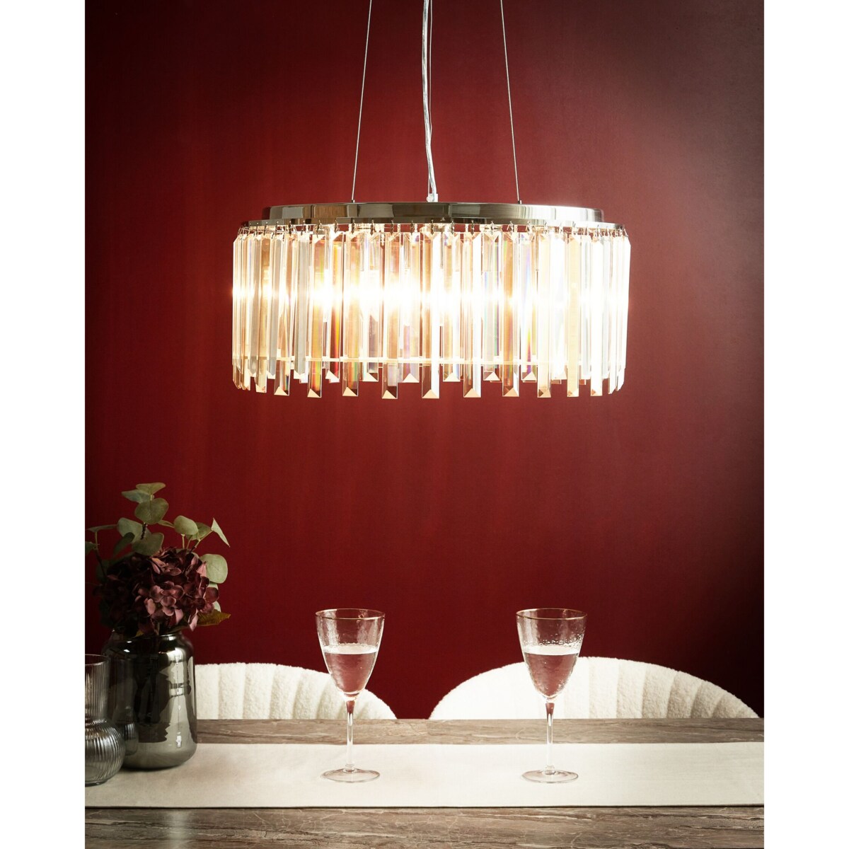 Żyrandol metalowy 5-punktowy srebrny LAMEIRA