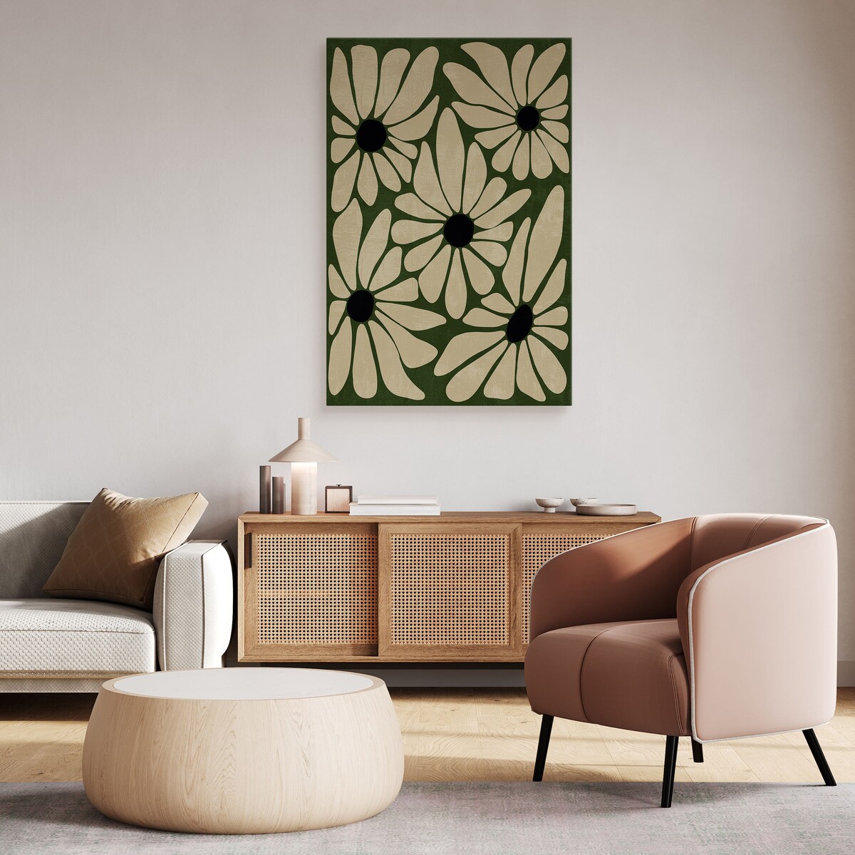 Obraz Do Salonu Beżowe Kwiaty 30x40cm