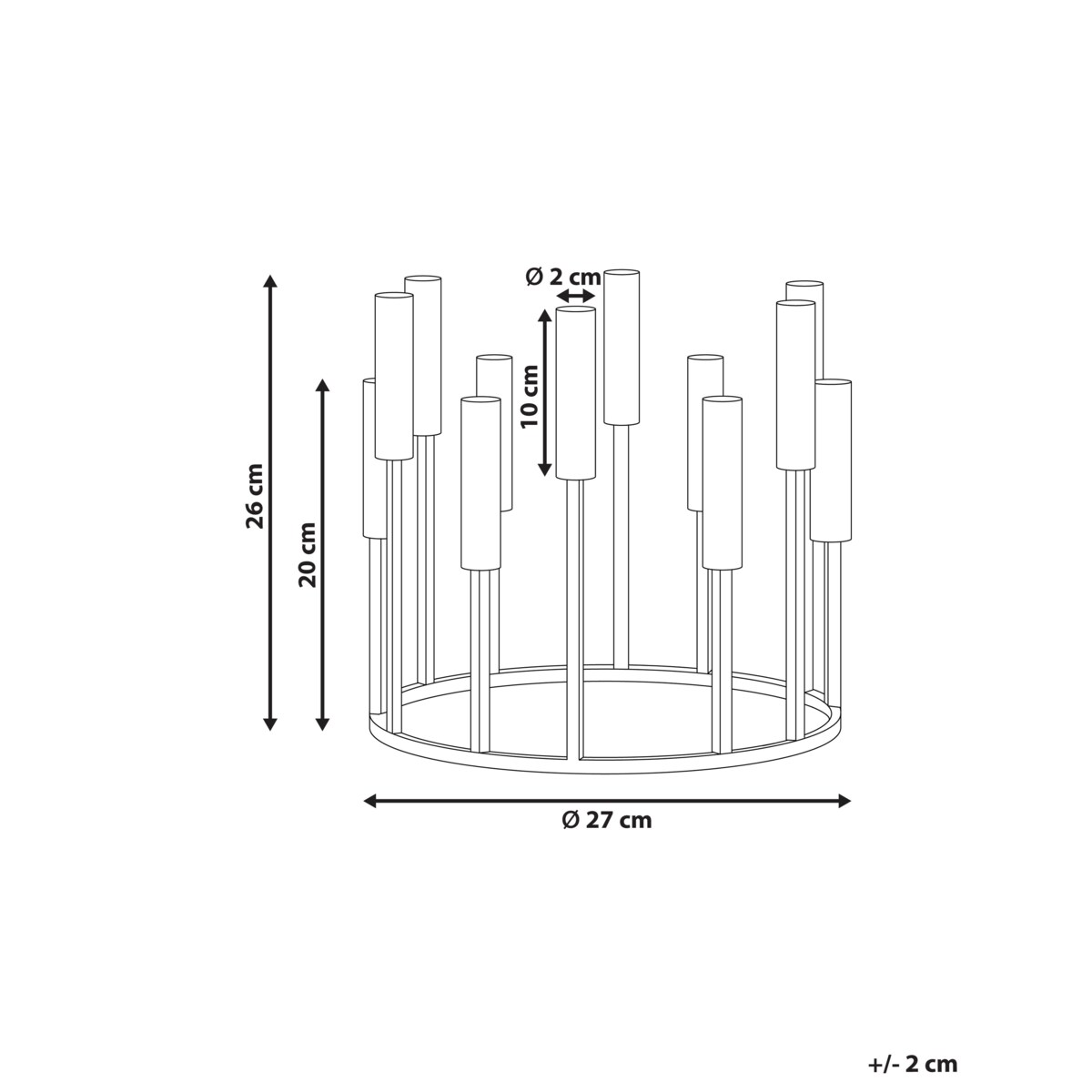 Świecznik TRAFARIA Metal 26 cm Złoty