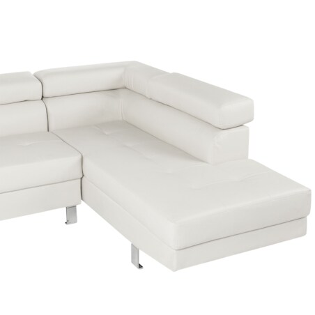 Narożnik ekoskóra lewostronny biały NORREA