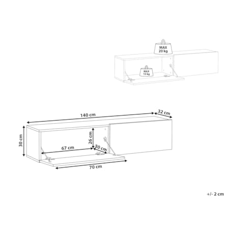Wisząca szafka RTV GLADSTONE Brązowy