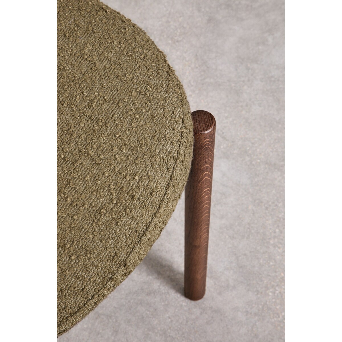 Krzesło do jadalni dębowe, brązowe, bouclé zielone Bianca