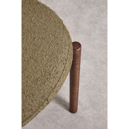 Krzesło do jadalni dębowe, brązowe, bouclé zielone Bianca