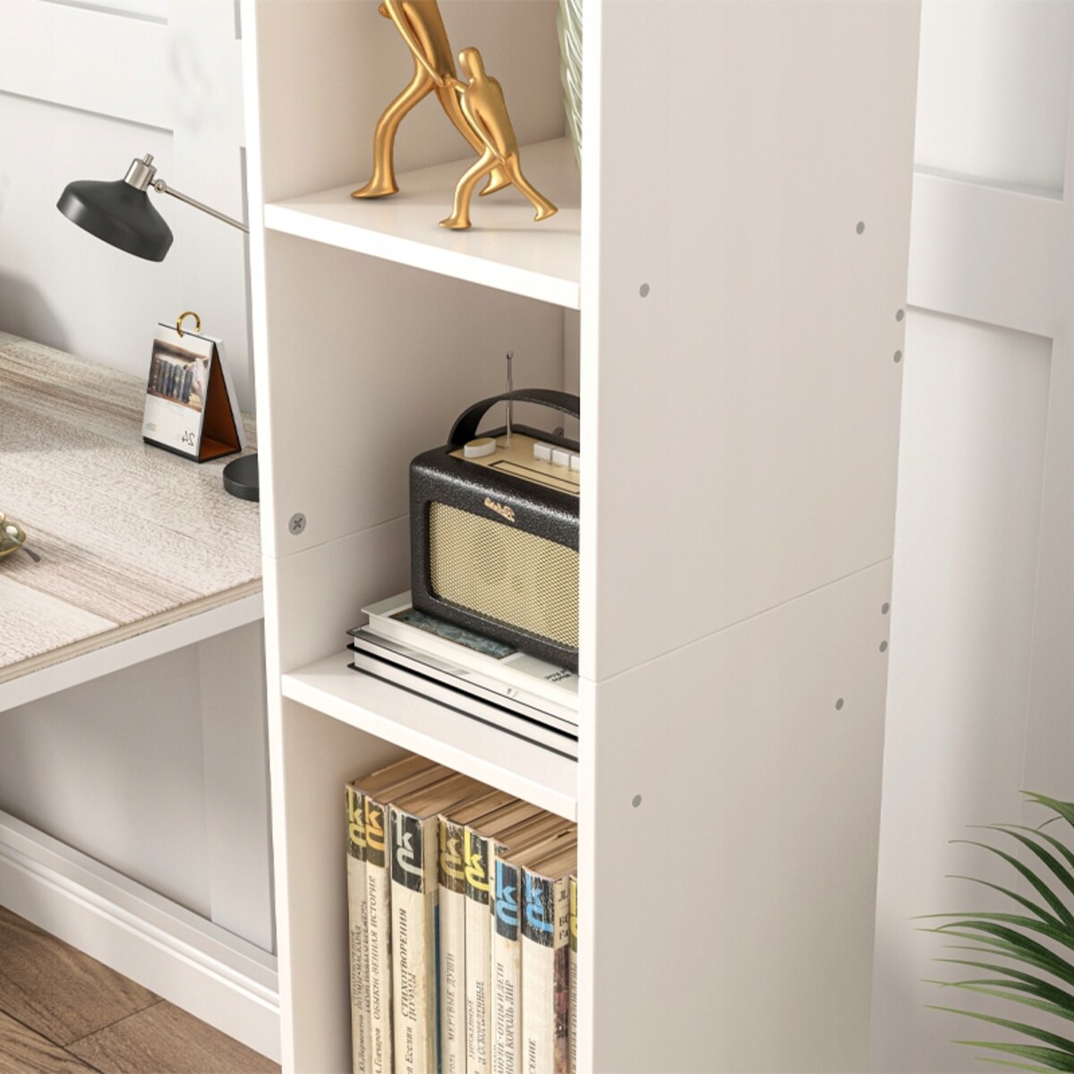 Regał biały stojący na książki wysoki segregatory biuro salon loft 182 cm