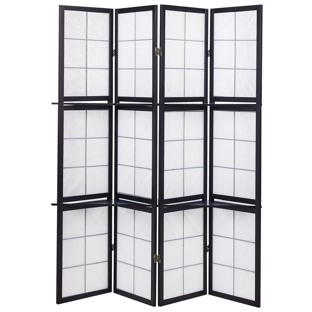 4-panelowy składany parawan pokojowy drewniany 170 x 120 cm czarny GOMAGOI