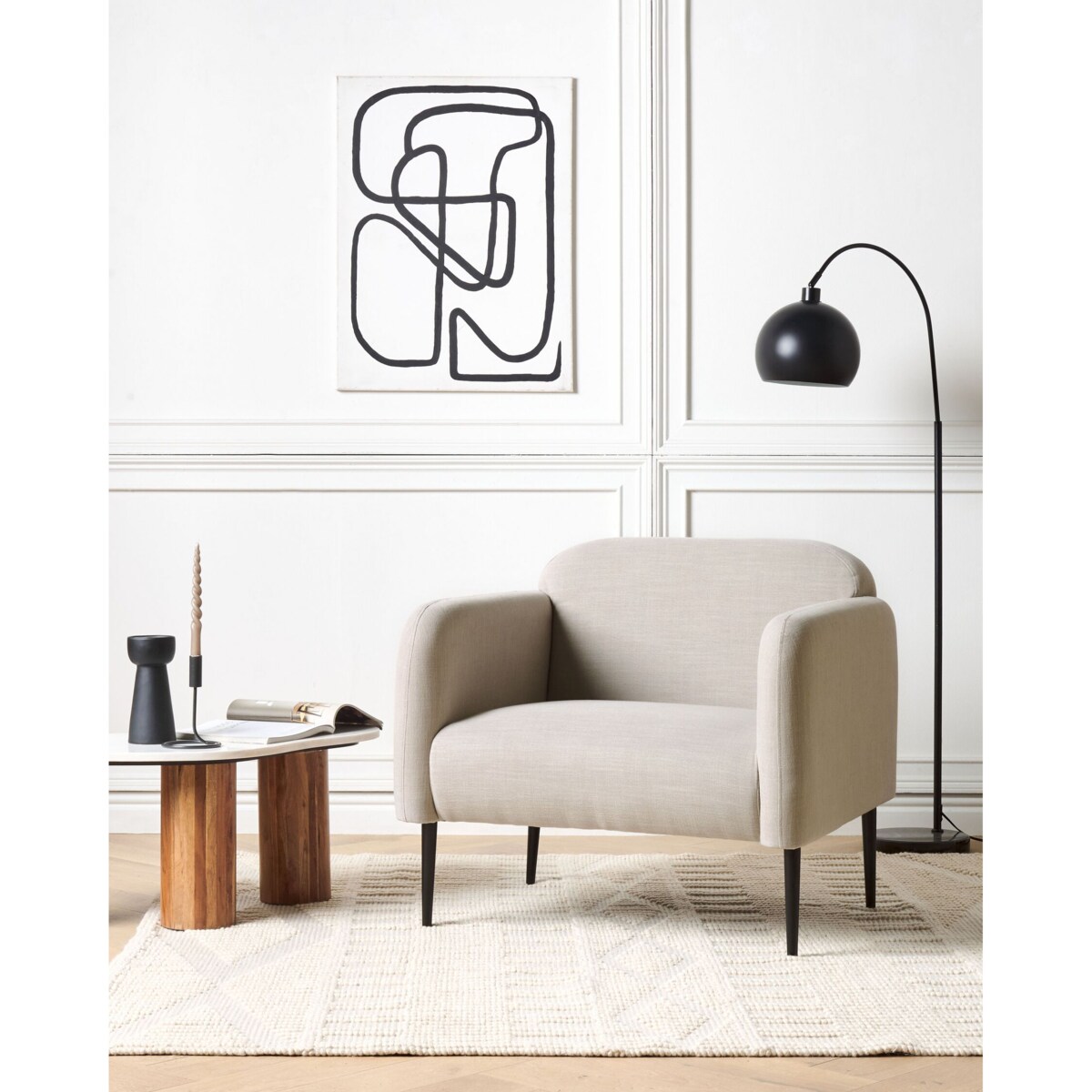 Fotel tapicerowany szarobeżowy STOUBY