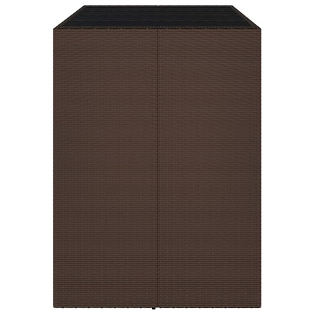 vidaXL Stolik barowy ze szklanym blatem, brązowy, 145x80x110 cm