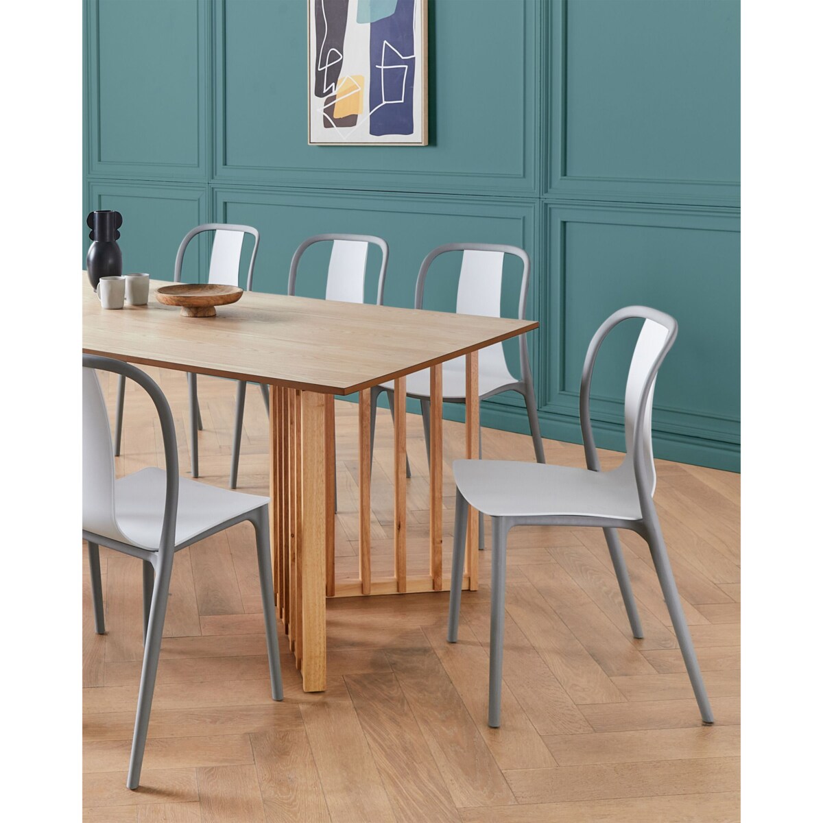 Zestaw 8 krzeseł ogrodowych biało-szary SPEZIA