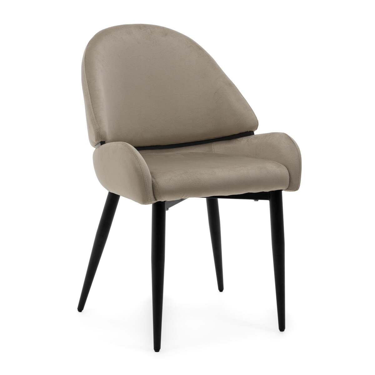 Krzesło tapicerowane welurowe do salonu BERGAMO ciemnobeżowe