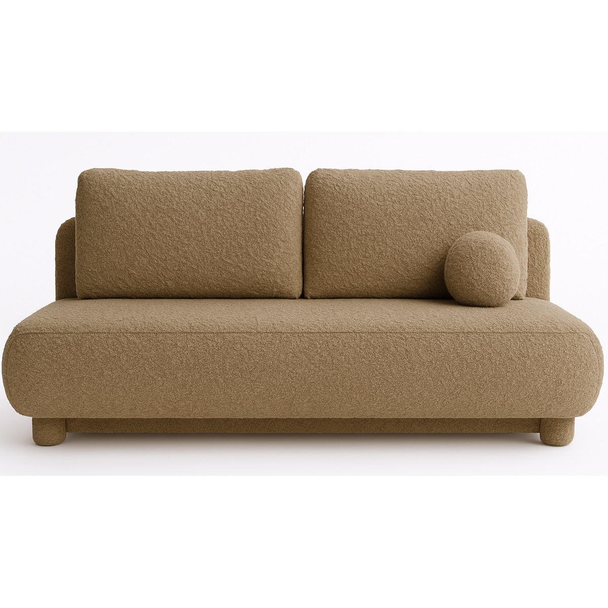 Kanapa Nowoczesna MAJA z funkcją spania w tkaninie boucle - ciemno beżowa