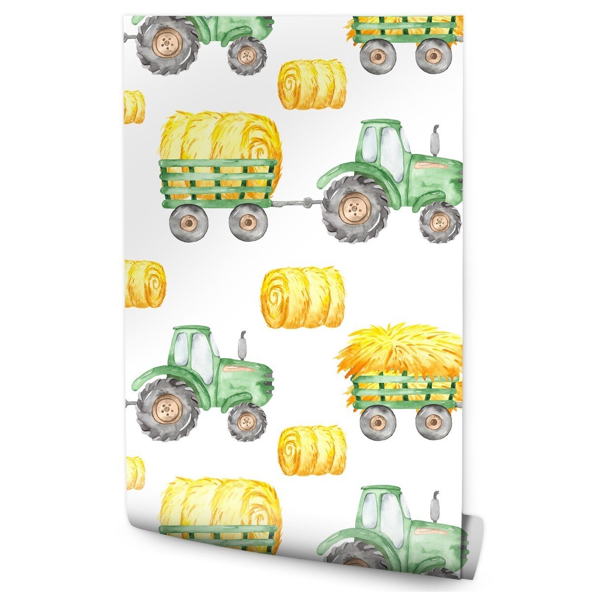 Tapeta Dziecięca TRAKTORY Malowane Akwarelą