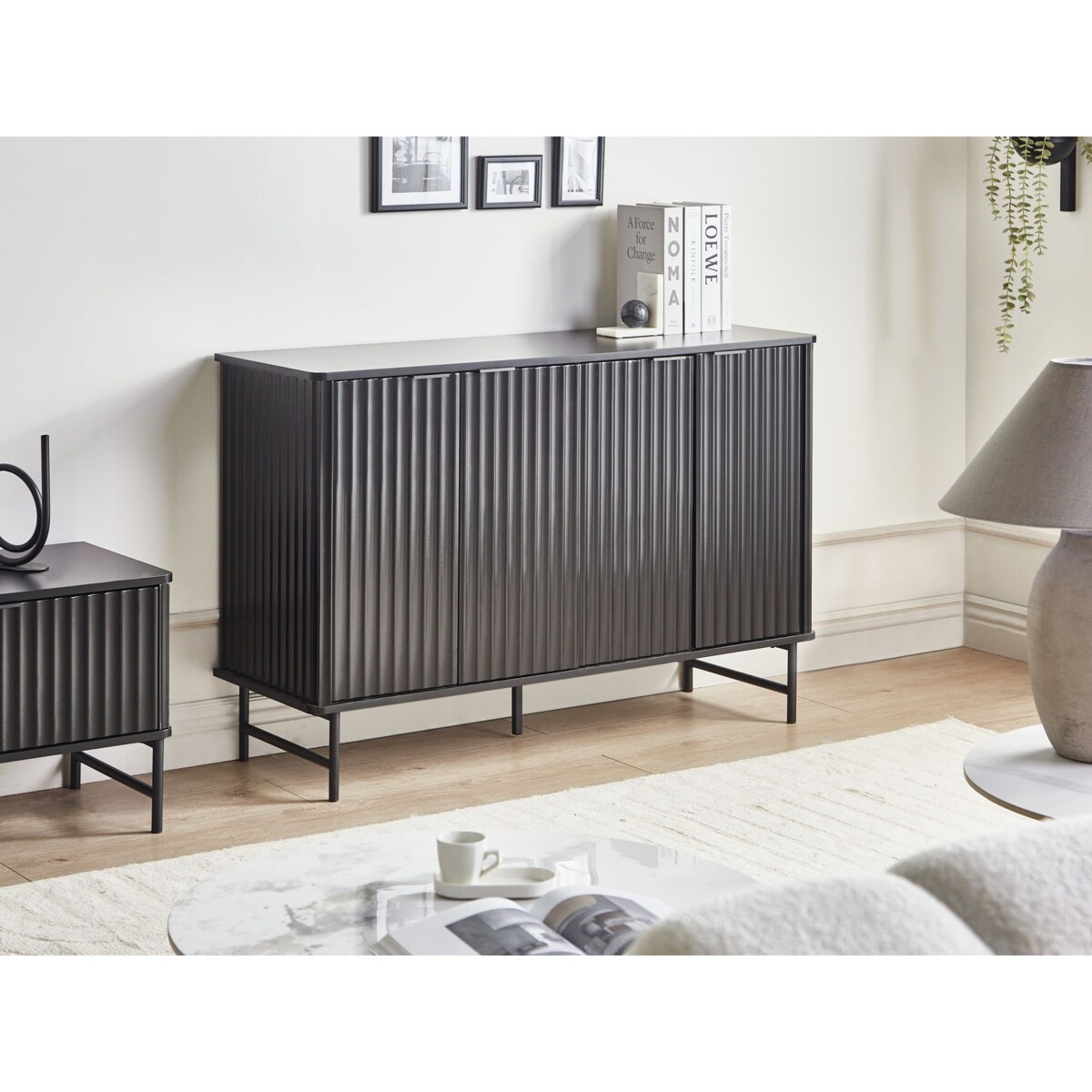 Komoda czterodrzwiowa GLASTONBURY 80 cm Czarny