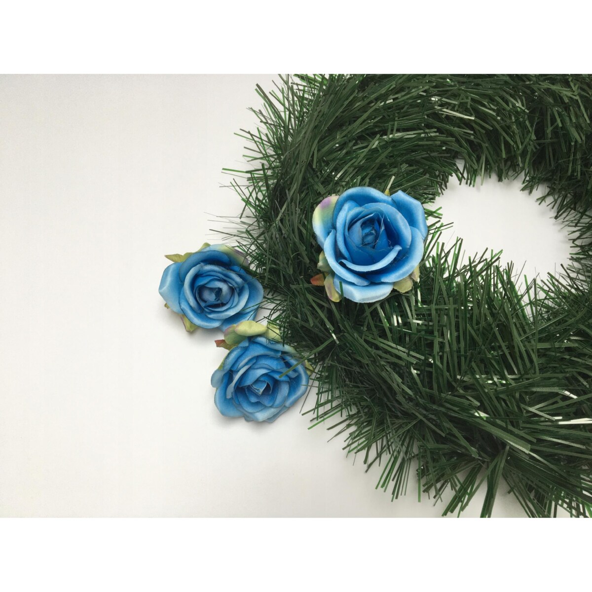 RÓŻA MAŁA sztuczna NIEBIESKA na stroik wiązankę 6szt dekoracja bukiet serce