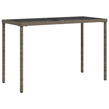 vidaXL Stół ogrodowy ze szklanym blatem, szary, 115x54x74cm, rattan PE