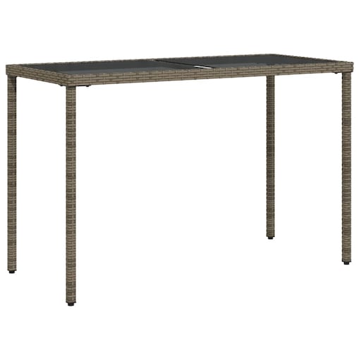 vidaXL Stół ogrodowy ze szklanym blatem, szary, 115x54x74cm, rattan PE