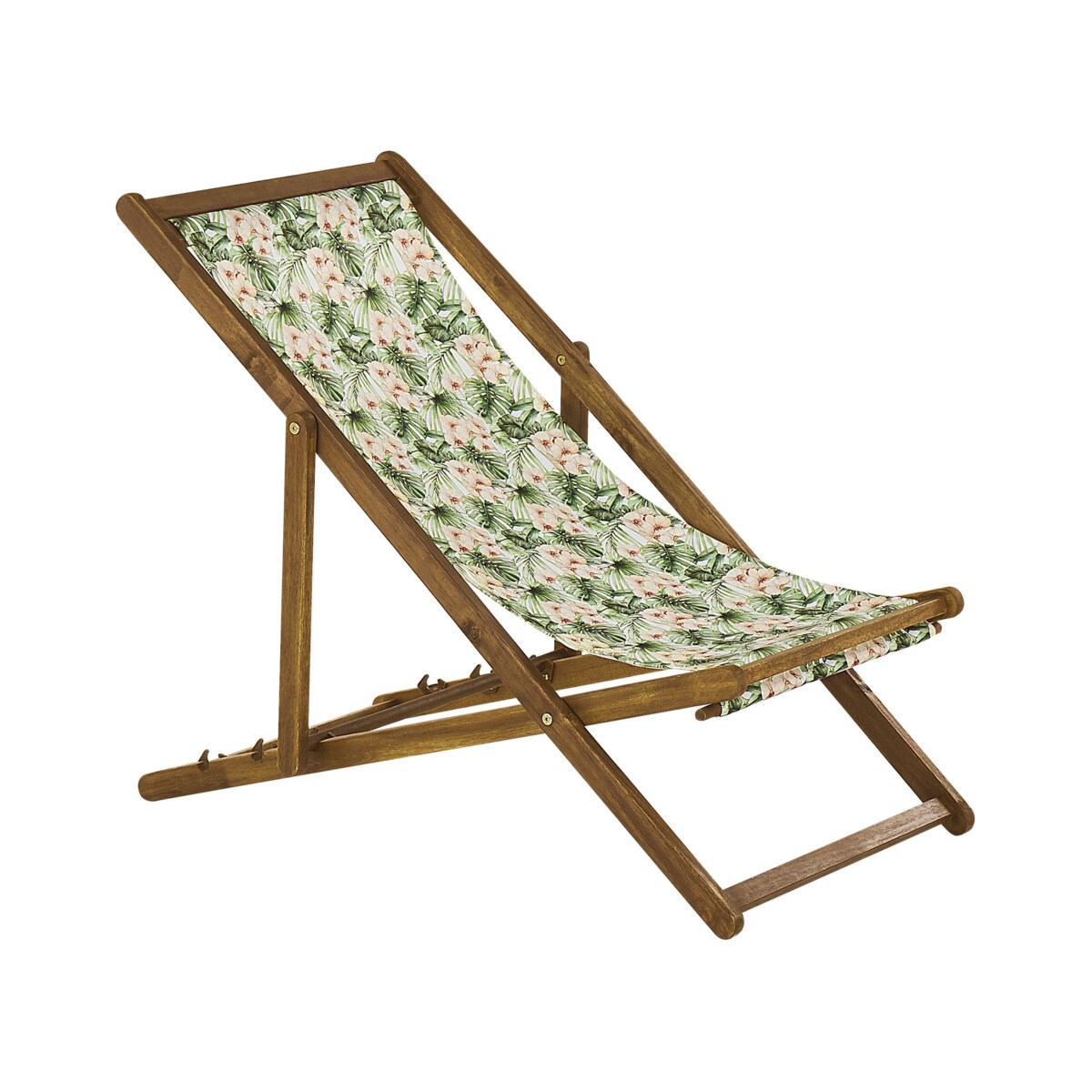 Zestaw 2 leżaków ogrodowych jasne drewno akacjowe wzór w kwiaty ANZIO