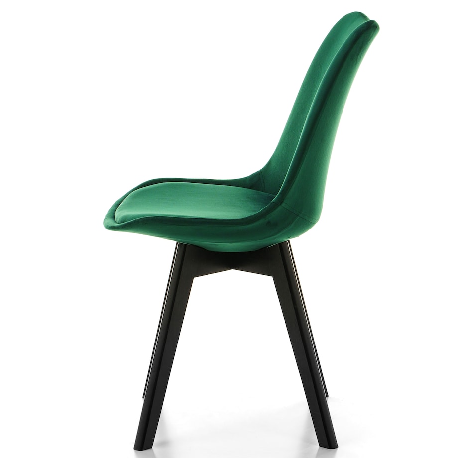 Krzesło skandynawskie z poduszką DUBLIN zielony welur noga czarna