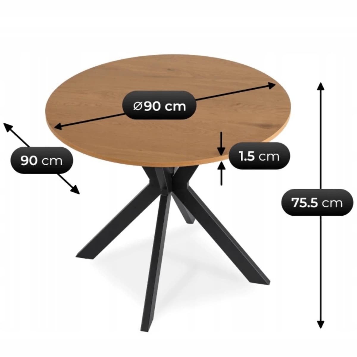 Stół okrągły do jadalni dąb Ø90 cm LAUREN