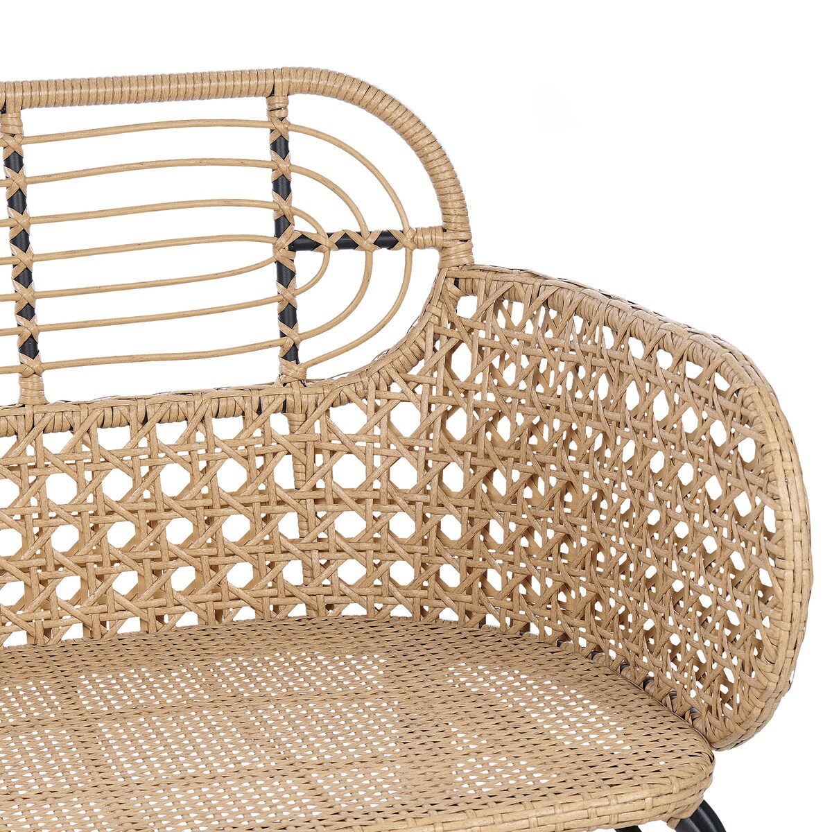 Ławka ogrodowa z poduchą PRATELLO 122 cm Technorattan Naturalny