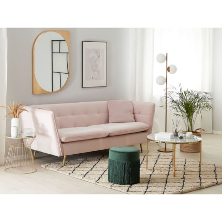 Sofa 3-osobowa welurowa różowa FREDERICA