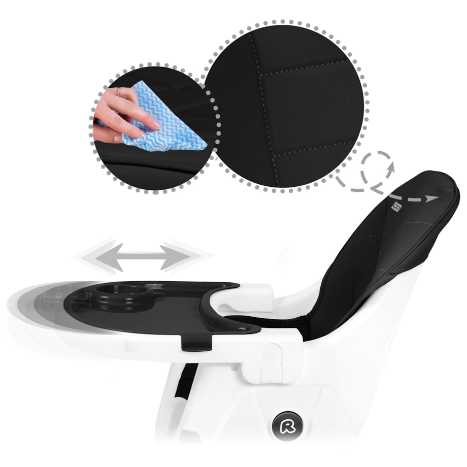 Krzesełko do karmienia dla dzieci Ricokids Mani czarne 3w1 regulowane fotelik tacka