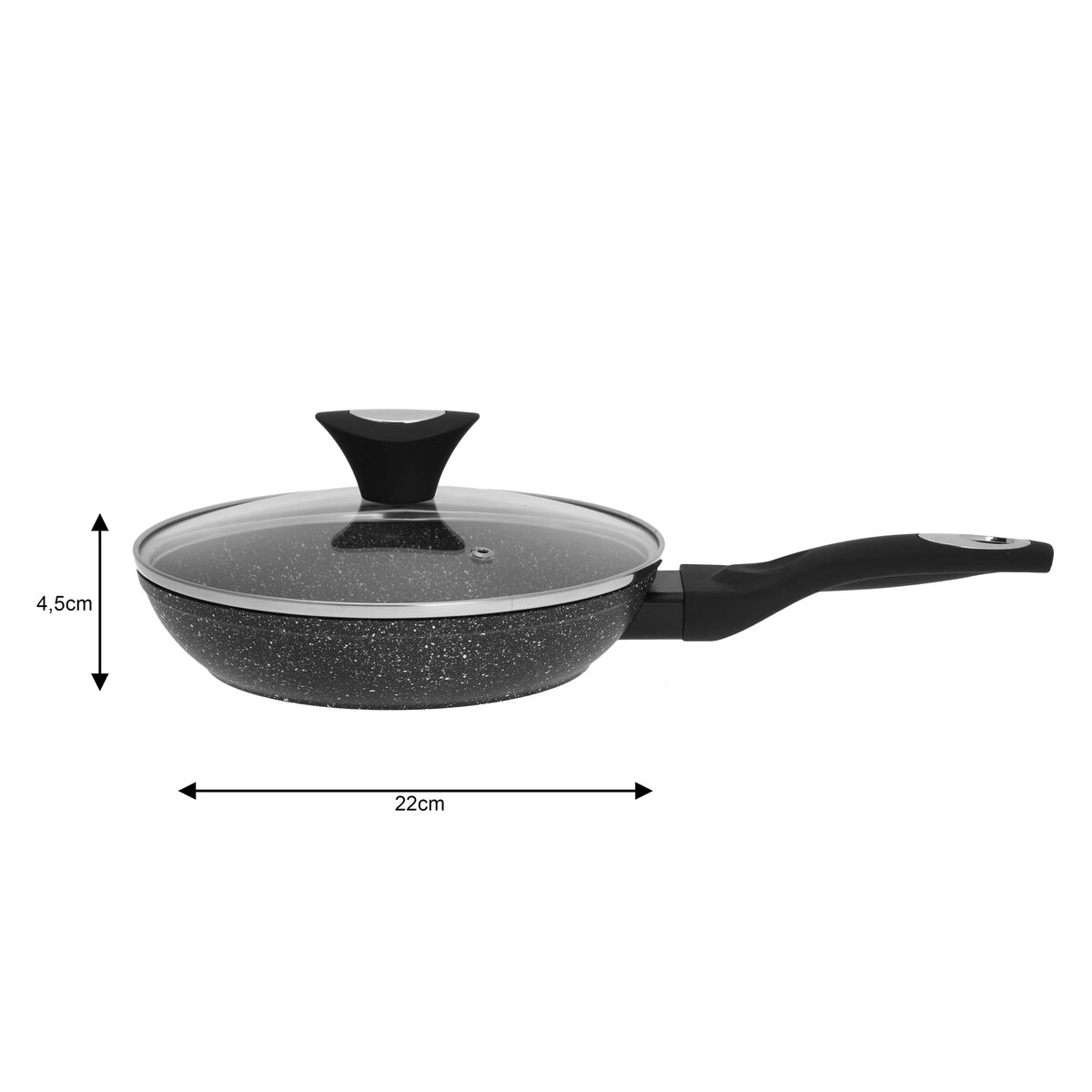 Patelnia granitowa z pokrywką 22cm indukcja gaz KLAUSBERG Marmo Gold