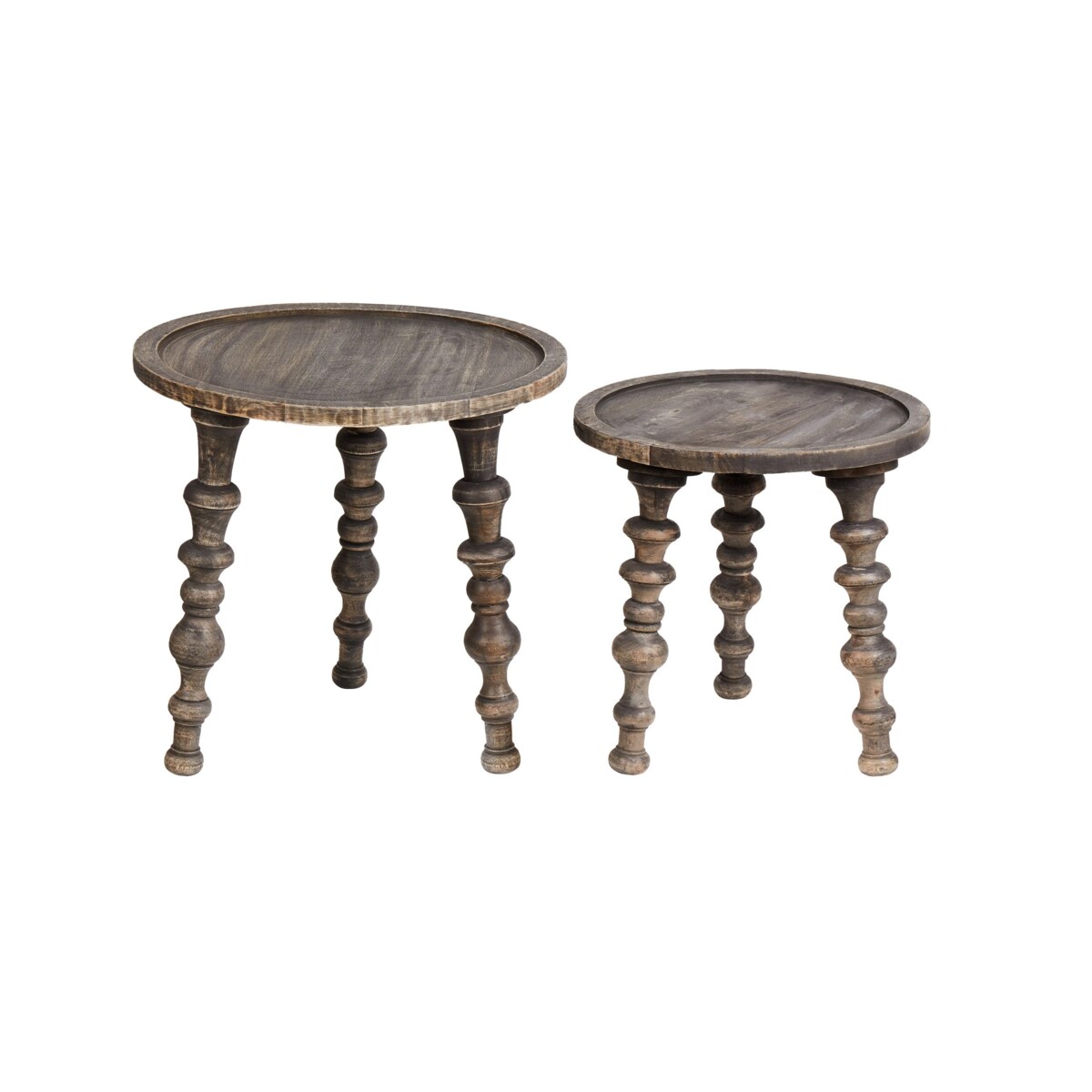 Zestaw 2 stolików pomocniczych z drewna mango ciemne MARNOO