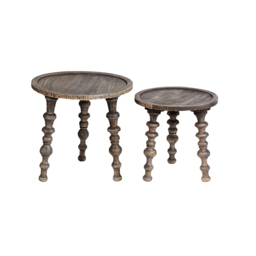 Zestaw 2 stolików pomocniczych z drewna mango ciemne MARNOO