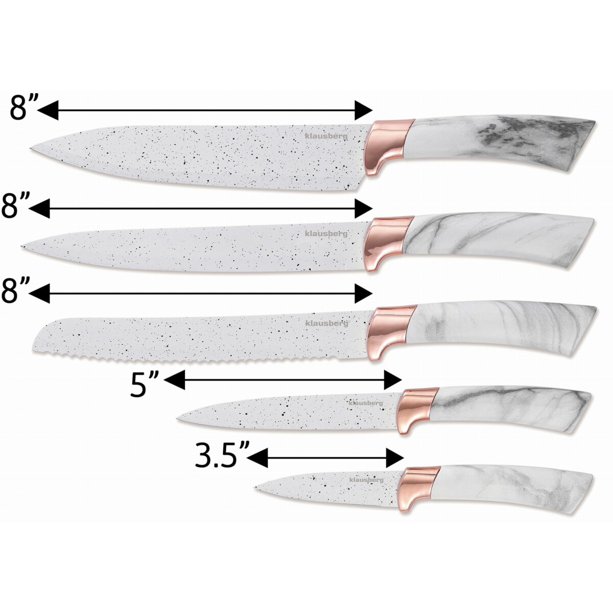 Zestaw noży kuchennych w bloku 5 elementów noże biały KLAUSBERG