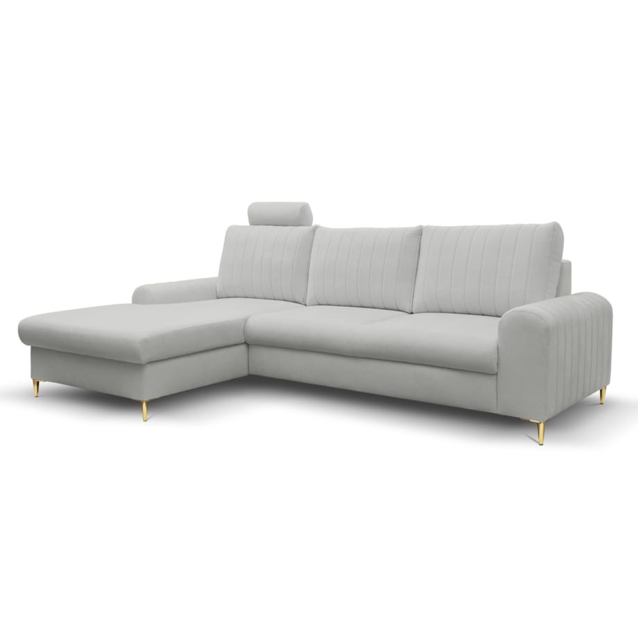 Elegancki narożnik MANGO z funkcją spania lewy - kolor popiel