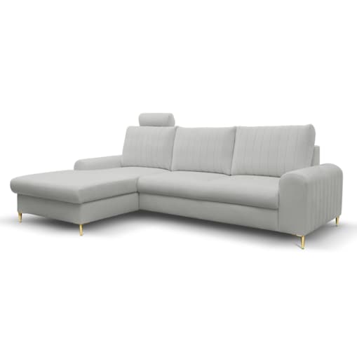 Elegancki narożnik MANGO z funkcją spania lewy - kolor popiel