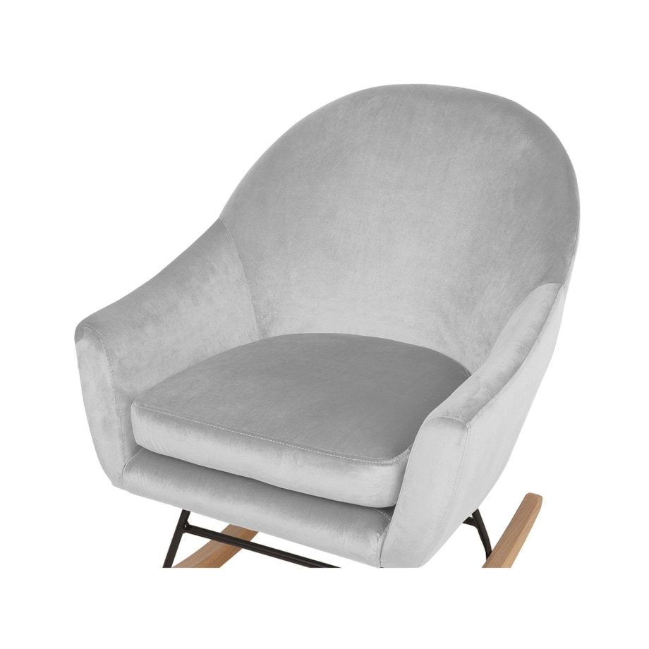 Fotel bujany welurowy szary OXIE