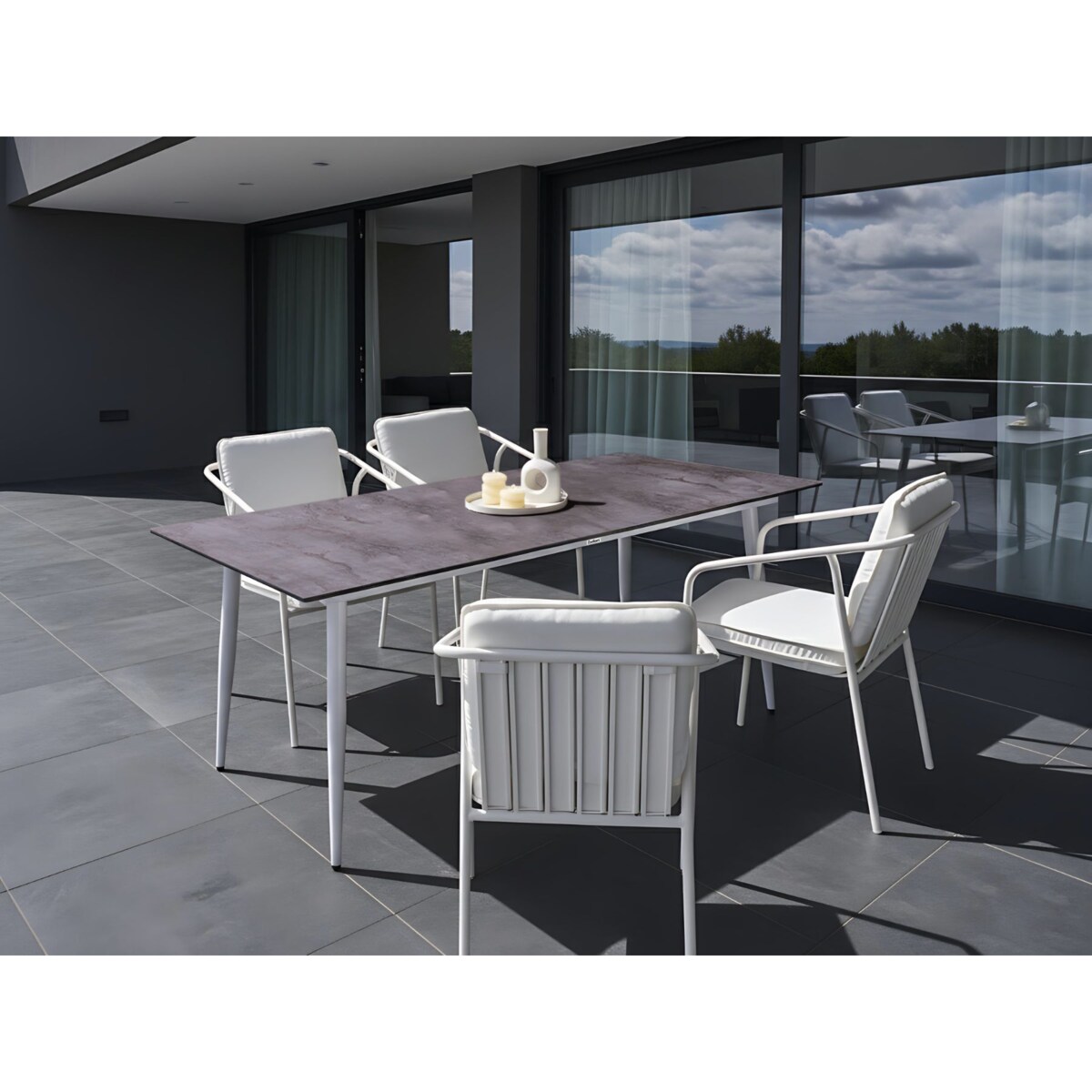 Stół ogrodowy TOLENTINO 180 cm 90 cm Imitacja kamienia Szary