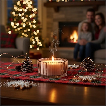 Świeca Dekoracyjna Szklana Świąteczna Ozdobna 10X5 CM Kolor Mocca