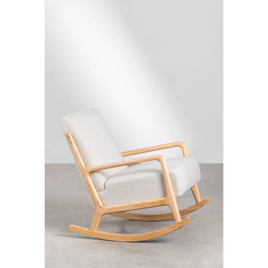 Fotel bujany, szenilowy, biały Maylene