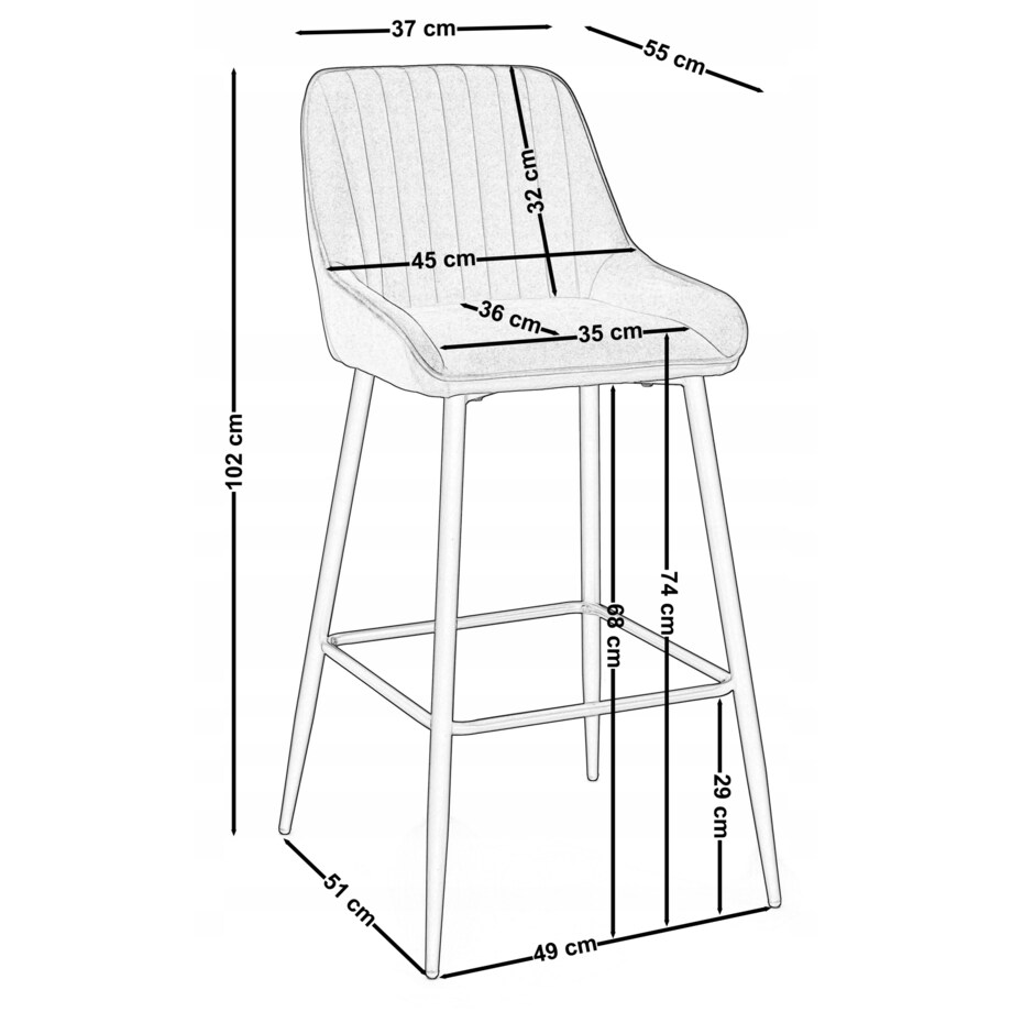 Hoker tapicerowany welurowy do salonu jadalni barowy glamour PASSO