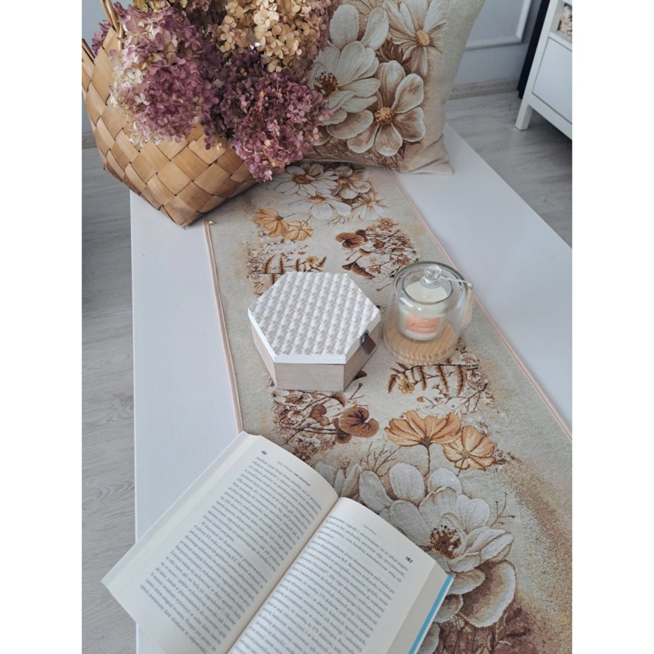 Bieżnik Na Stół 40X100 Cm Dekoracyjny Ozdobny Kwiaty