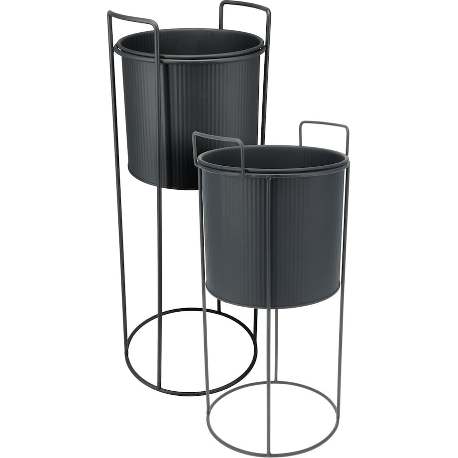 Kwietniki metalowe 2 sztuki 50,8x18,7x18.7 i 40x18,5 18,5 cm DENISA czarne