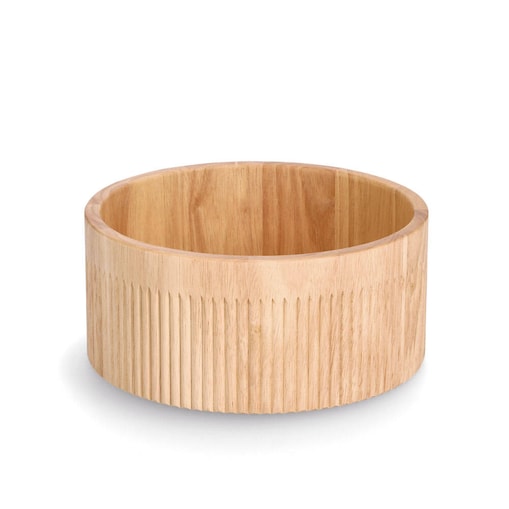 Cylindryczna miska w prążki, bambus, Ø 27 x 12 cm