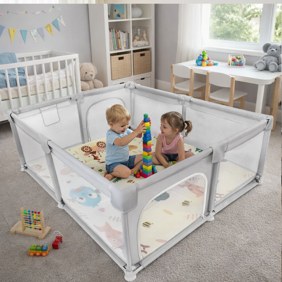 Kojec dla dziecka 180x200 cm suchy basen mata dwustronna piłki torba